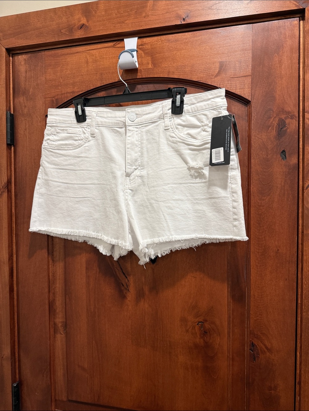 Kut from the Kloth White Frayed Hem Denim Shorts